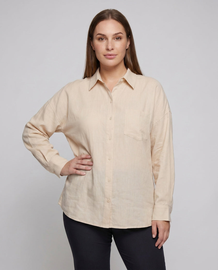 Beatrix Elegant Linen Blouse with Button Front