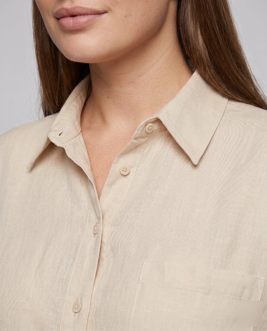 Beatrix Elegant Linen Blouse with Button Front