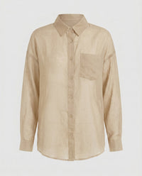 Beatrix Elegant Linen Blouse with Button Front in Apricot