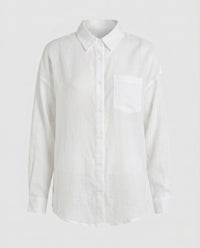 Beatrix Elegant Linen Blouse with Button Front in White