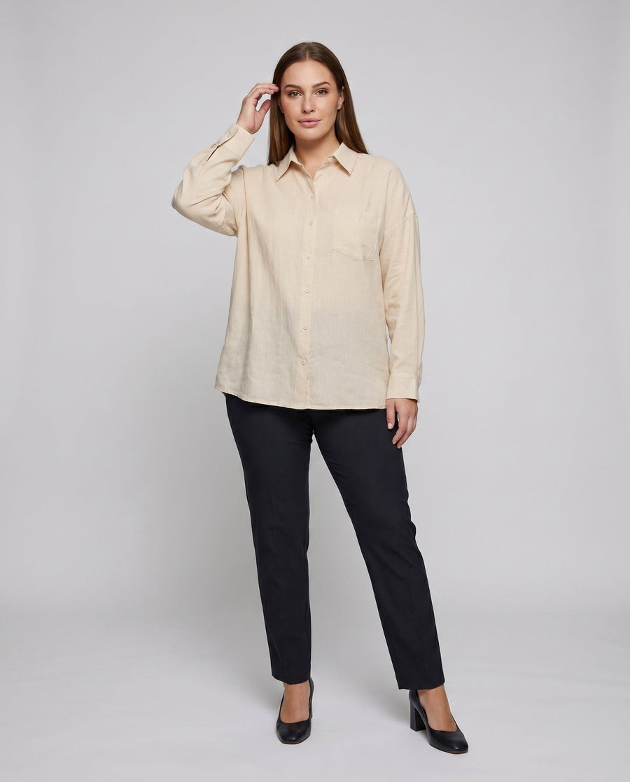 Beatrix Elegant Linen Blouse with Button Front