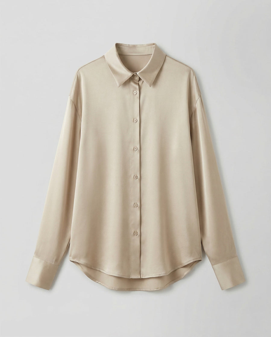 Beatrix Elegant Silk Blouse in Beige