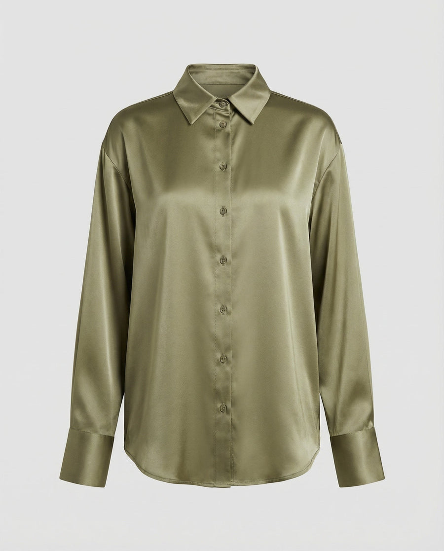 Beatrix Elegant Silk Blouse in Green