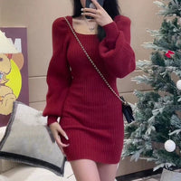Beatrix Knit Dress in Red