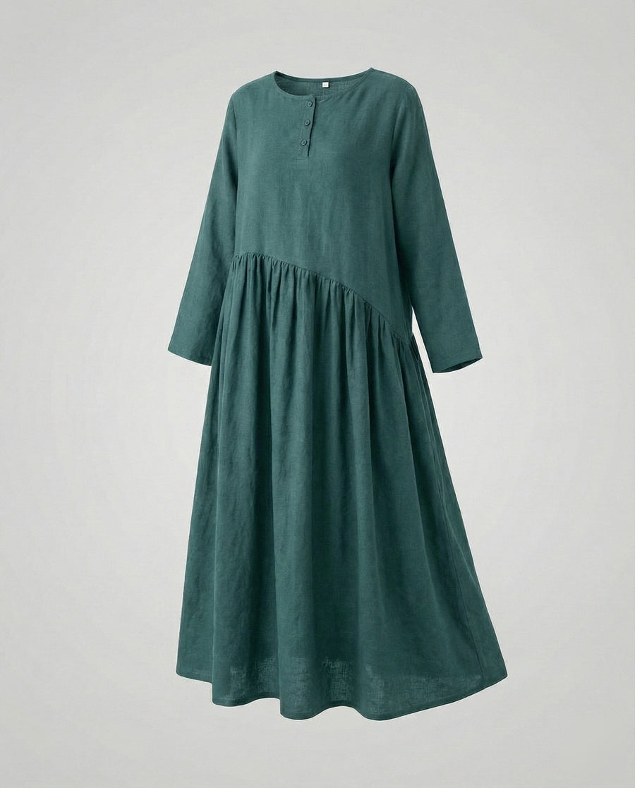 Beatrix Linen Dress in Green