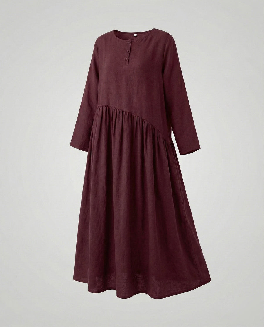 Beatrix Linen Dress in Red