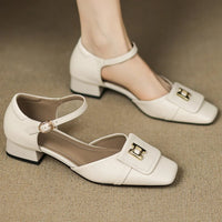 Bella Block Heel Pump in Pearl