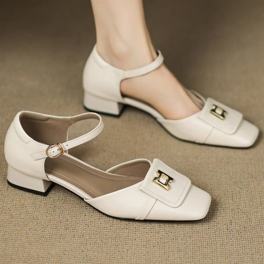 Bella Block Heel Pump in Pearl