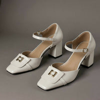 Bella Block Heel Pump in Pearl
