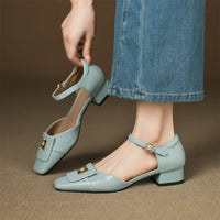 Bella Block Heel Pump in Powder Blue