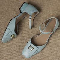 Bella Block Heel Pump in Powder Blue