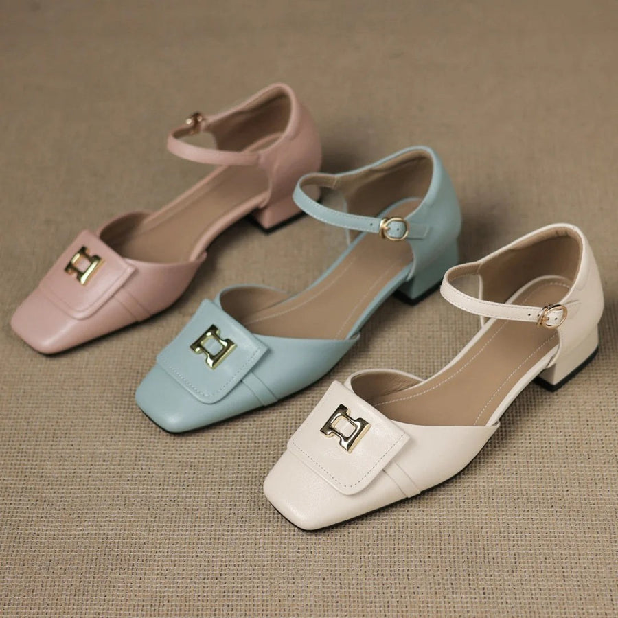 Bella Block Heel Pump in Rose Pink