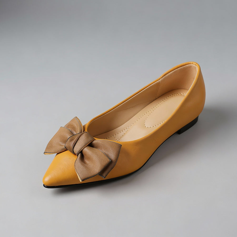 Bella Bow Flats in Mustard