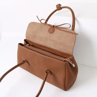 Bella Bow Leather Handbag in Beige