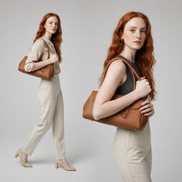 Bella Bow Leather Handbag in Beige
