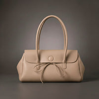 Bella Bow Leather Handbag in Beige