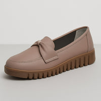 Bella Bow-tie Leather Loafer in Taupe