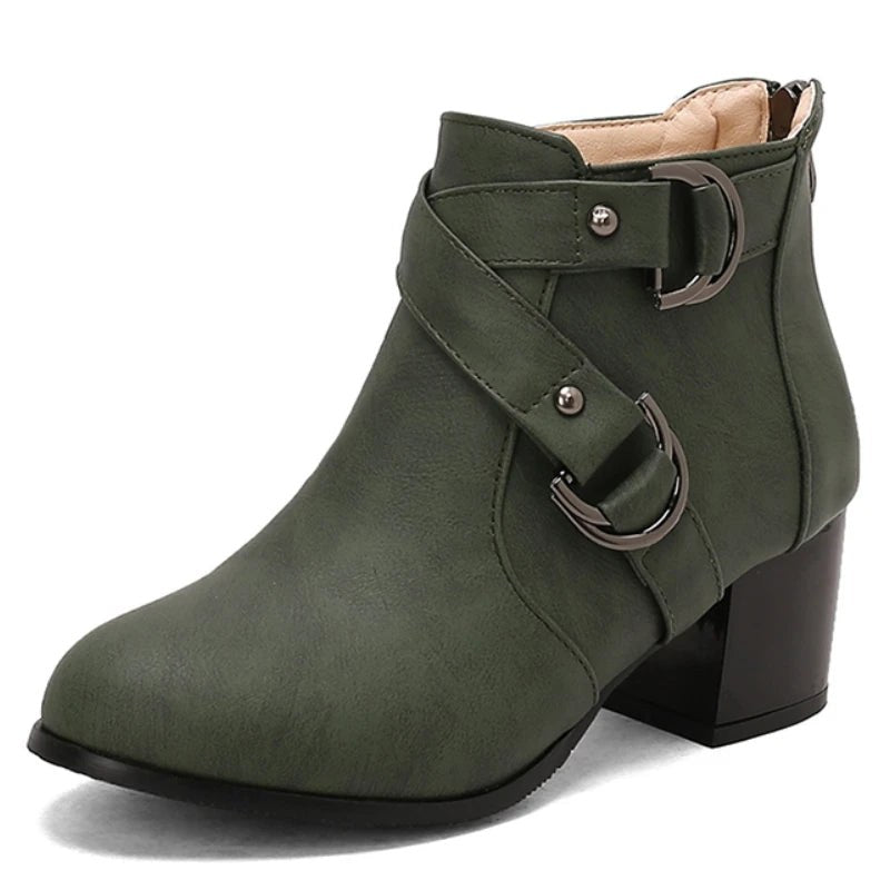 Bella Buckle Ankle Boot in Emerald
