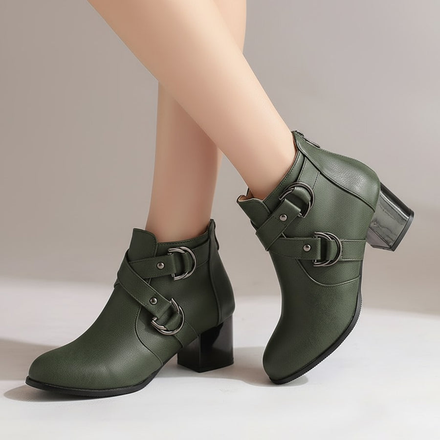 Bella Buckle Ankle Boot in Emerald