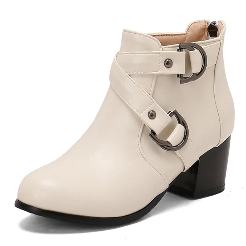 Bella Buckle Ankle Boot in Pearl