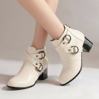 Bella Buckle Ankle Boot in Pearl