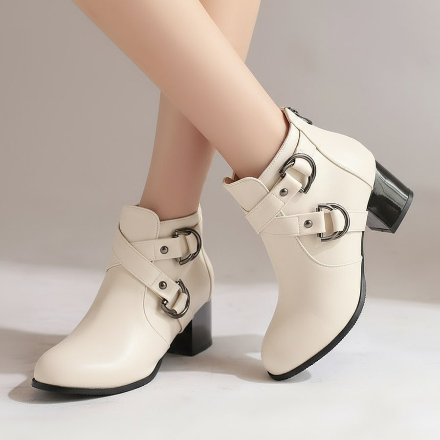 Bella Buckle Ankle Boot in Pearl