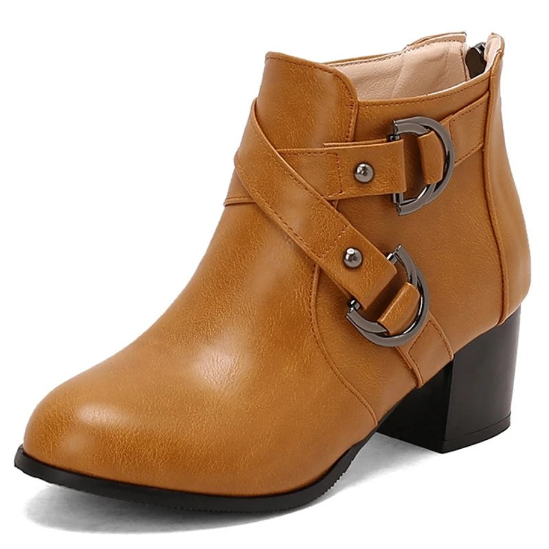 Bella Buckle Ankle Boot in Sienna Brown