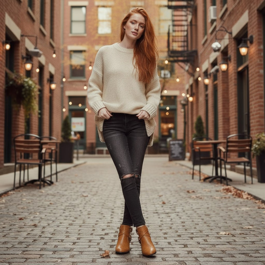 Bella Buckle Ankle Boot in Sienna Brown