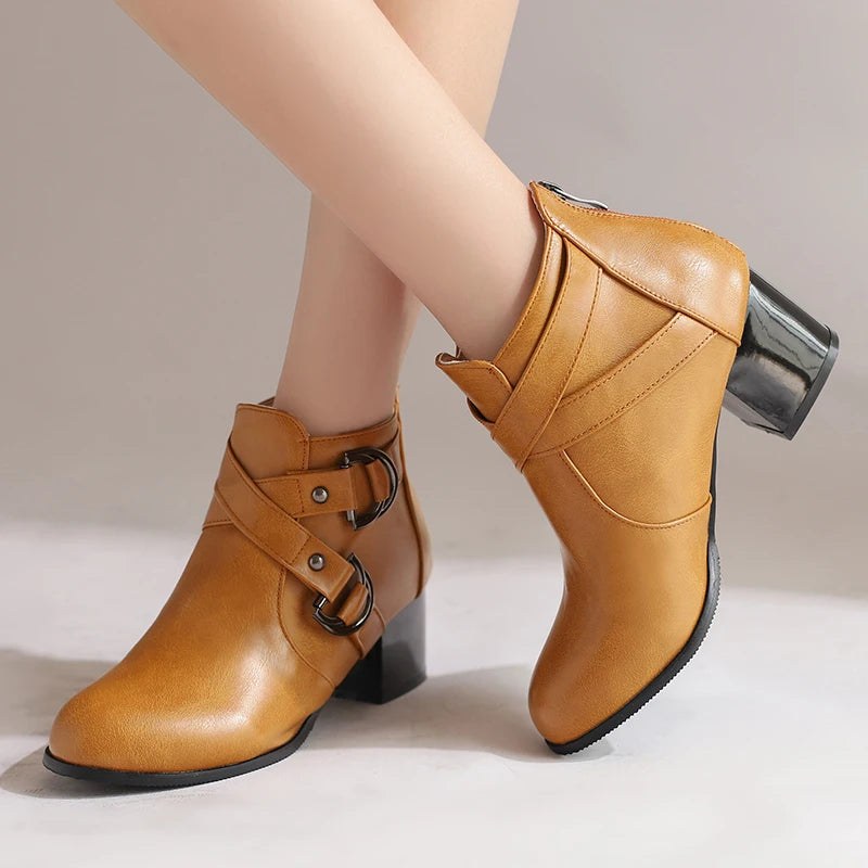 Bella Buckle Ankle Boot in Sienna Brown