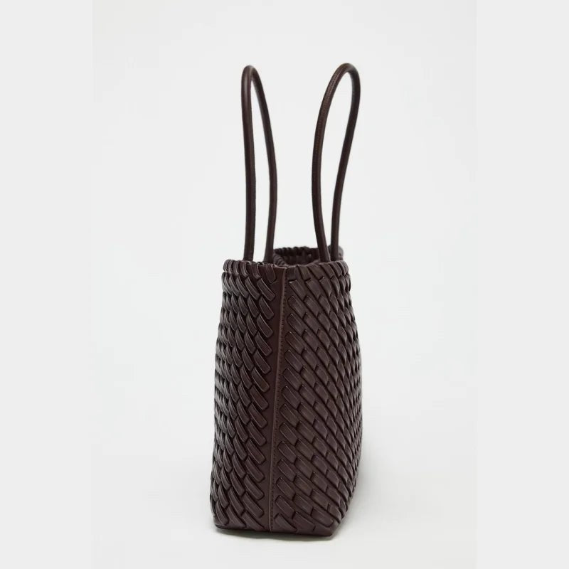 Bella Handwoven Tote in Espresso Brown