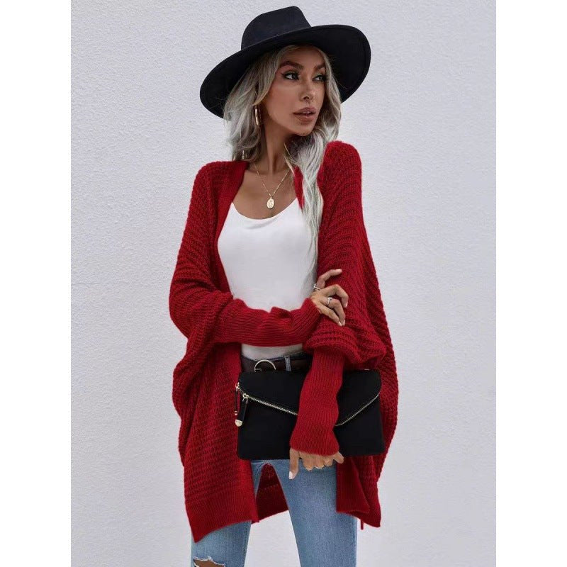 Bellamy Airy Knit Cardigan in Wine Red