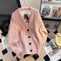 Bellamy Knit Cardigan with V-Neck in Pink