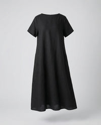 Bellamy Linen Blend Midi Dress in Black