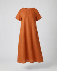 Bellamy Linen Blend Midi Dress in Orange