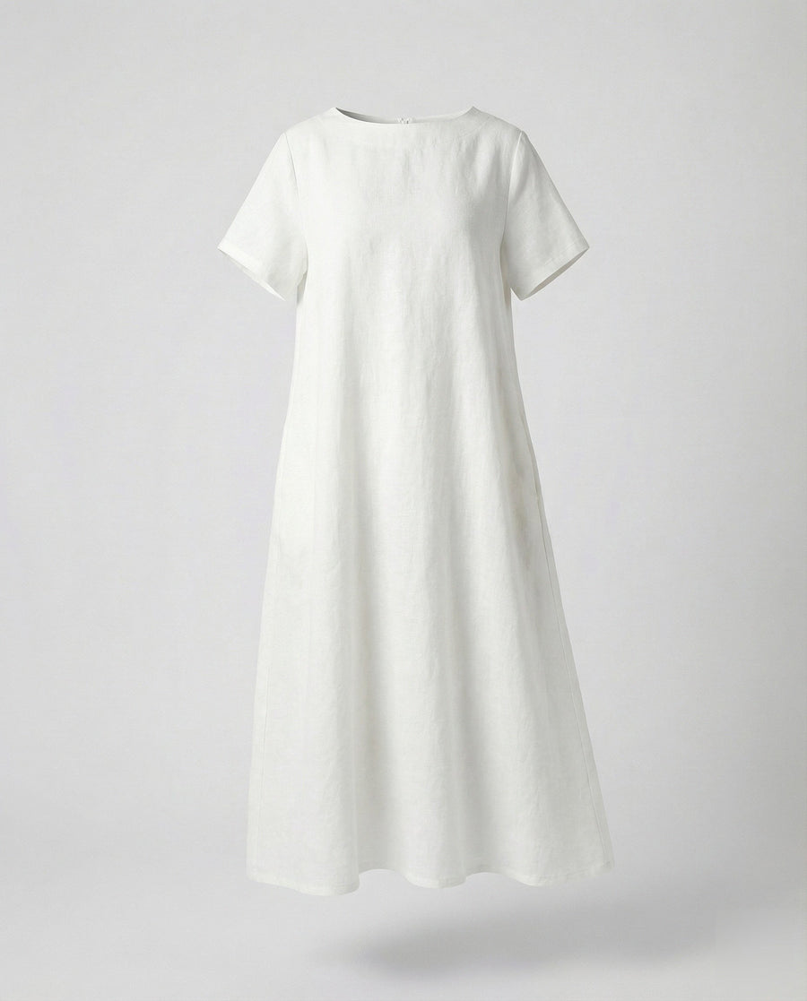 Bellamy Linen Blend Midi Dress in White