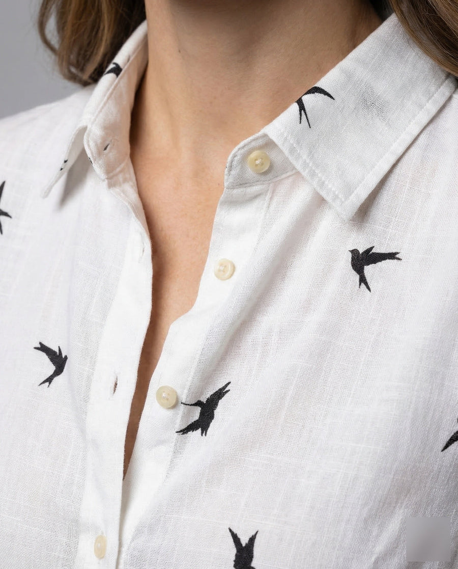 Bellamy Linen Blouse with Embroidery