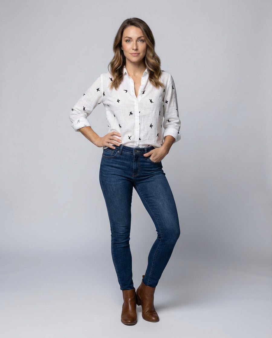 Bellamy Linen Blouse with Embroidery