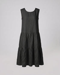 Bellamy Linen Dress with Ruffles in Black