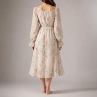 Belvaine Women's Wedding Guest Dress Floral Midi in Cream