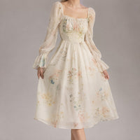 Belvaine Women's Wedding Guest Dress Floral Midi in Cream
