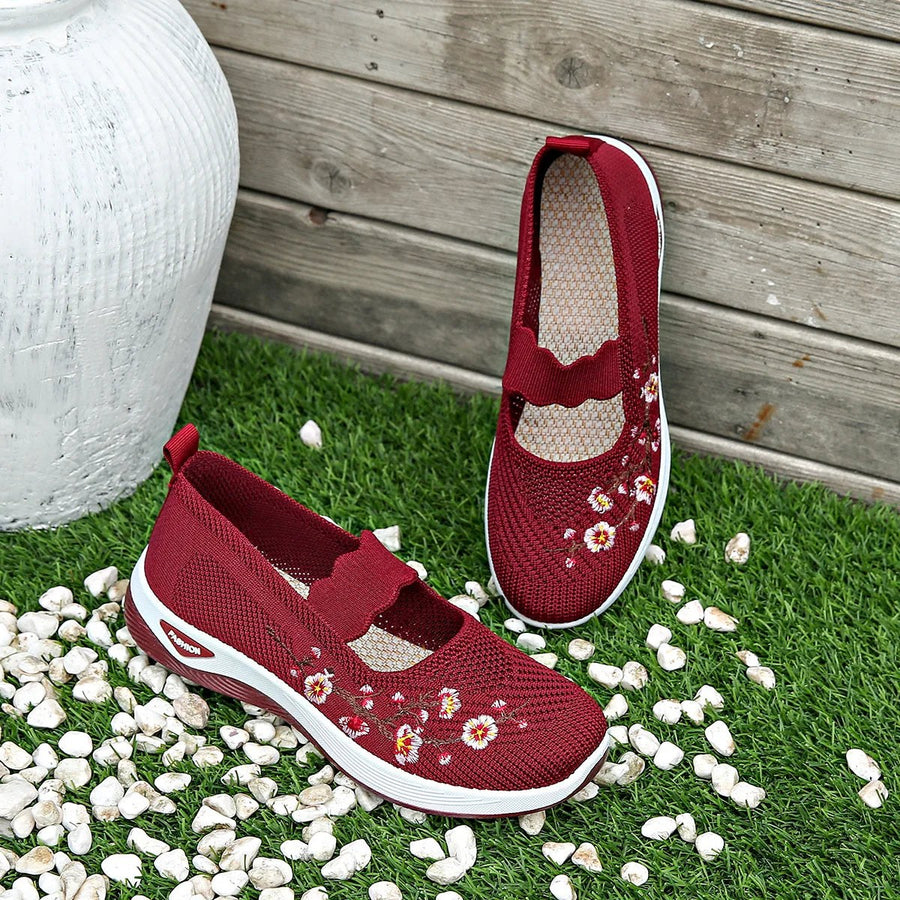 Belvora Women's Orthopedic Walking Sneakers in Red