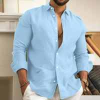 Benedikt Breathable Linen Shirt in Blue