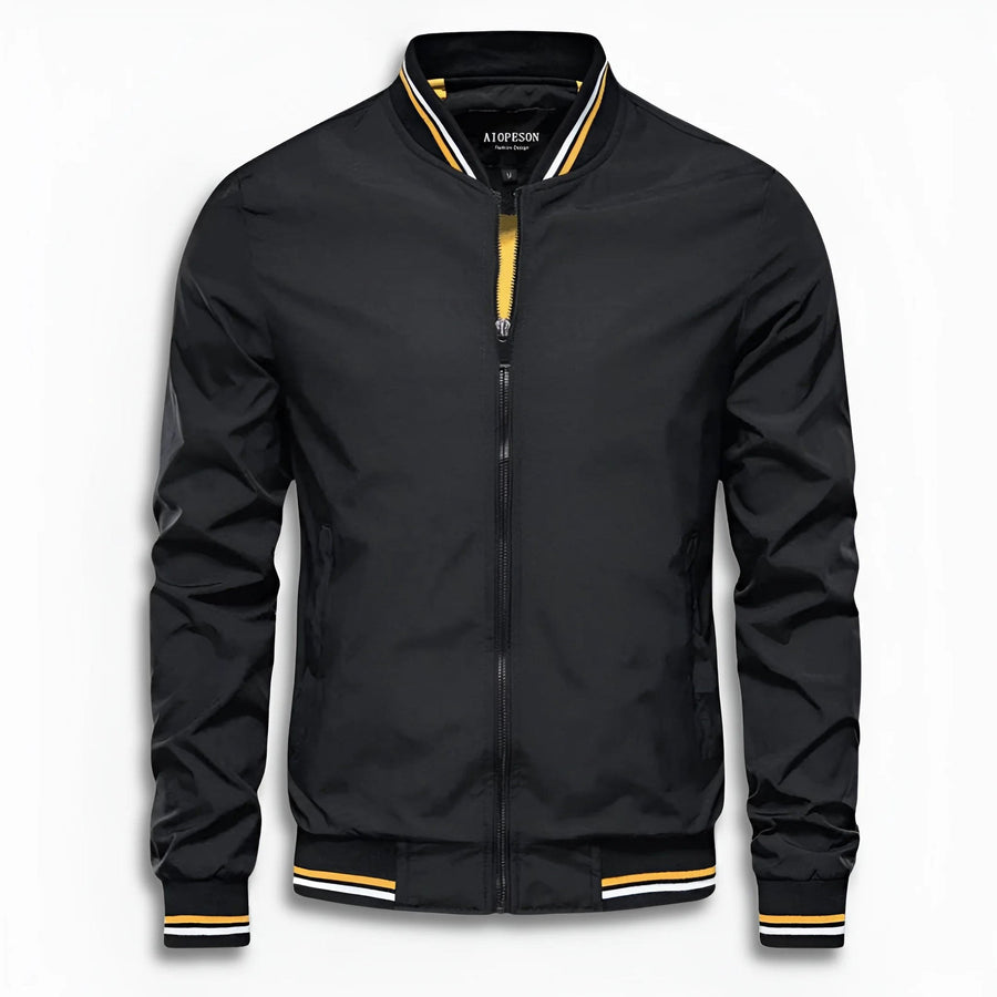 Benedikt Casual Jacket with Stand Collar in Black