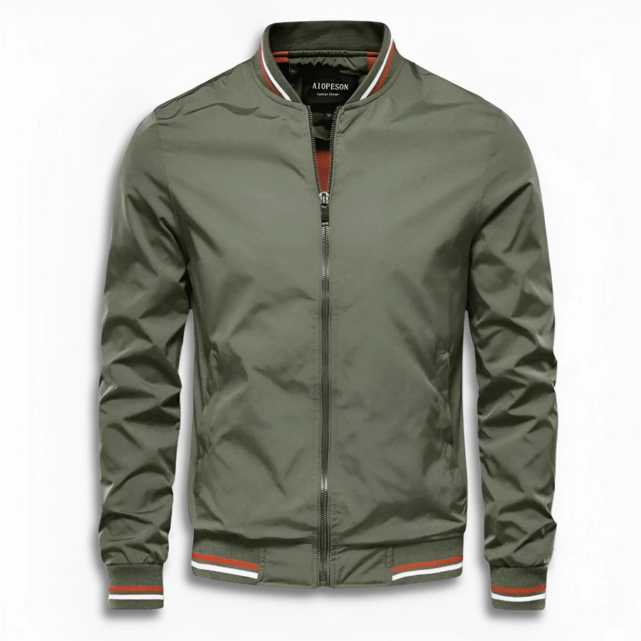 Benedikt Casual Jacket with Stand Collar in Green