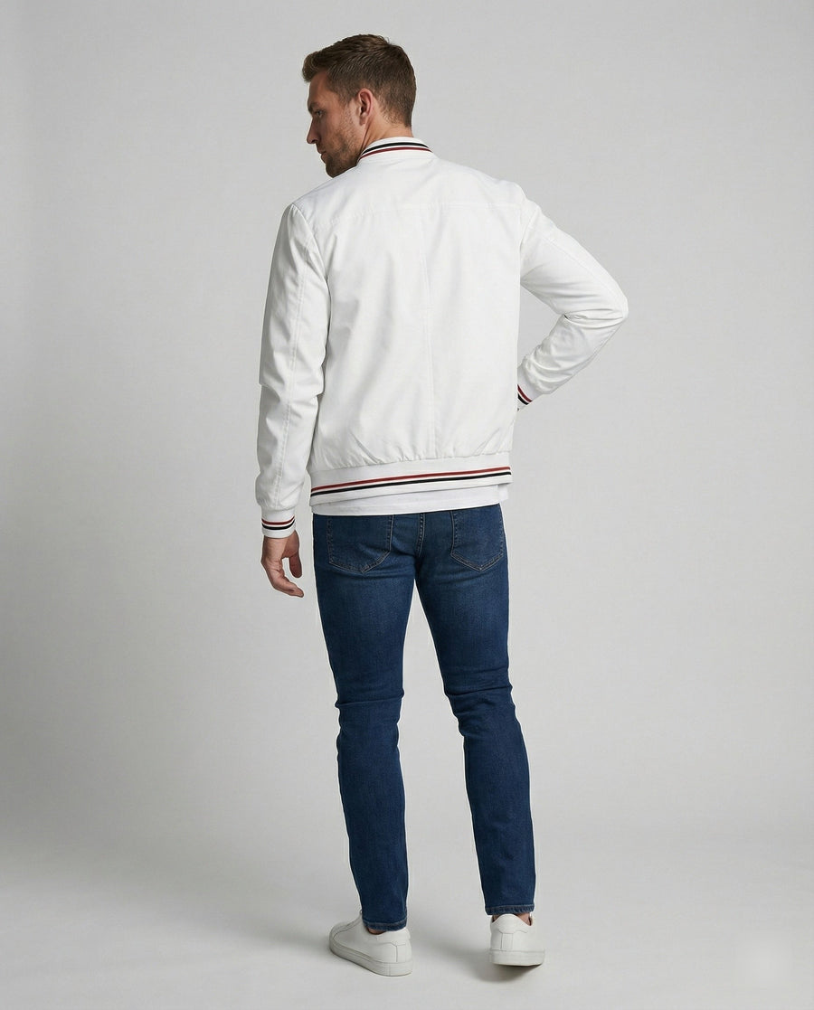 Benedikt Casual Jacket with Stand Collar in White