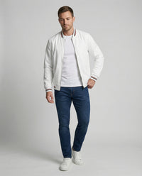 Benedikt Casual Jacket with Stand Collar in White