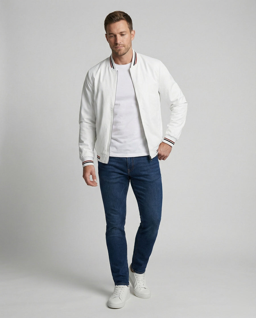 Benedikt Casual Jacket with Stand Collar in White
