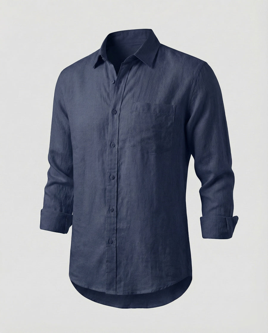 Benedikt Linen Shirt in Navy