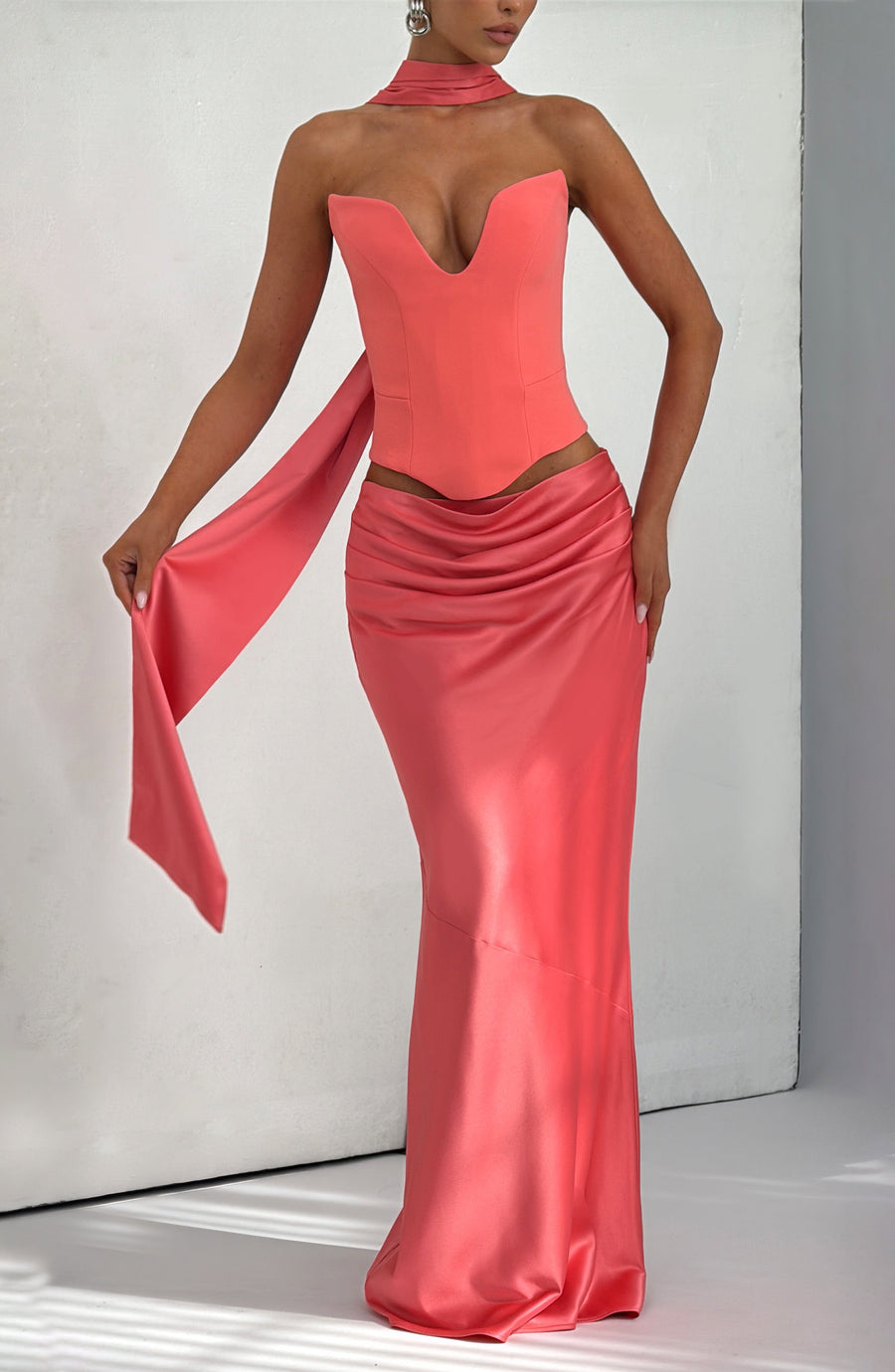 Isadora Maxi Skirt in Coral Pink