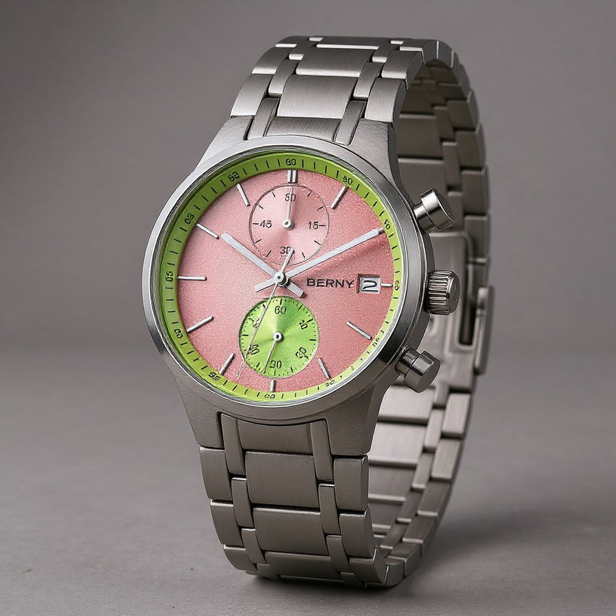 Berny Chronograph Watch, 39mm in Salmon